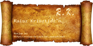 Raisz Krisztián névjegykártya