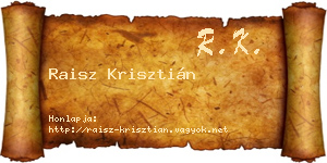 Raisz Krisztián névjegykártya